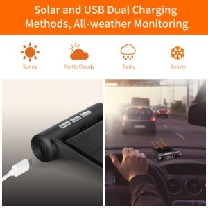 Car TPMS | Tire Pressure Monitoring System | TPMS with 4 External sensors & 5 Alarm Modes | Auto Security Alarm System | Solar Powered - Digital TPMS with LCD Display | Easy to Install| Real-Time Monitoring | High Accuracy Monitoring System
